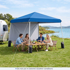 9 ft x 9 ft Pop Up Canopy Tent with 8 Ground Stakes 4 Wind Ropes and Carry Bag, for Outdoor Party-Blue