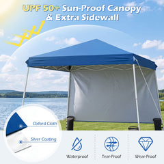 9 ft x 9 ft Pop Up Canopy Tent with 8 Ground Stakes 4 Wind Ropes and Carry Bag, for Outdoor Party-Blue