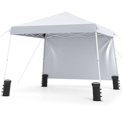 9 ft x 9 ft Pop Up Canopy Tent with 8 Ground Stakes 4 Wind Ropes and Carry Bag, for Outdoor Party-White