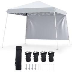 9 ft x 9 ft Pop Up Canopy Tent with 8 Ground Stakes 4 Wind Ropes and Carry Bag, for Outdoor Party-White