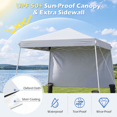 9 ft x 9 ft Pop Up Canopy Tent with 8 Ground Stakes 4 Wind Ropes and Carry Bag, for Outdoor Party-White