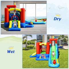 9-in-1 Inflatable Water Park with Ball Pit Pool and Climbing Wall, No Blower