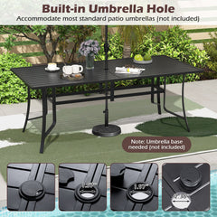 9 Piece Metal Patio Dining Set for 8 with Stackable Mesh Chairs and 76 in Table, Black