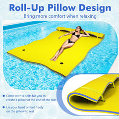 9 ft x 6 ft 3 Layer Floating Water Pad Foam Mat -Yellow
