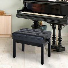 Adjustable Piano Bench with Storage and Soft PU Leather Padded, with Enough Music Storage Design, Black