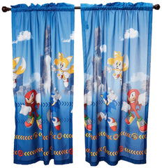 Sonic The Hedgehog Kids Room Window Curtain Panels Drapes Set, 82 in x 63 in, (Official) Sega Product by Franco, Prints May Vary