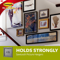 Command Sawtooth Picture Hanging Hooks, 1 Hanger 2 Large Strips, White - Damage-Free, 17040C