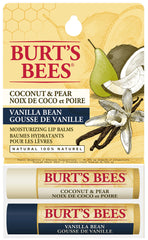 Burt's Bees 100% Natural Origin Moisturizing Lip Balm for Dry Chapped Lips, Get Soft and Hydrated Lips - Pack of 2 - Coconut & Pear and Vanilla Bean