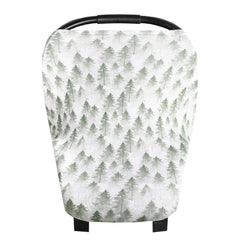 Baby Car Seat Cover Canopy and Nursing Cover Multi-Use Stretchy 5 in 1 Gift"Evergreen" by Copper Pearl