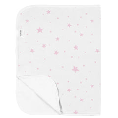 Kushies Baby Deluxe Flat Waterproof Changing Pad Liners, "20 x 30", White w/Pink Stars