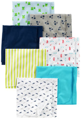 Simple Joys by Carter's Baby Boys' 7-Pack Flannel Receiving Blanket, Blue/White, One Size