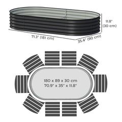 6 x 3 x 1ft Galvanized Raised Garden Bed Kit, Metal Planter Box with Safety Edging, Black