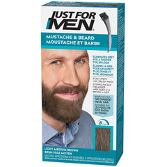 Just For Men Mustache & Beard, Beard Dye for Men with Brush Included for Easy Application, With Biotin Aloe and Coconut Oil for Healthy Facial Hair, Light-Medium Brown, M-30 (1 Count), Packaging May Vary
