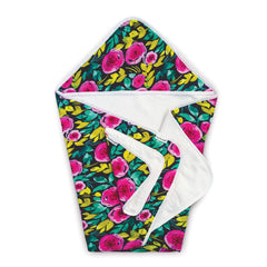 Tiny Twinkle Kaffle Hooded Towel Set for Infants and Babies - Ultra Soft, Super Absorbent, Thick and Plush (Painted Peony)