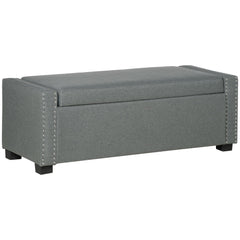Upholstered Flip Top Storage Bench Fabric Ottoman for Bedroom, Living room, Dark Grey