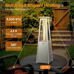 9500 BTU Portable Stainless Steel Tabletop Patio Heater with Glass Tube