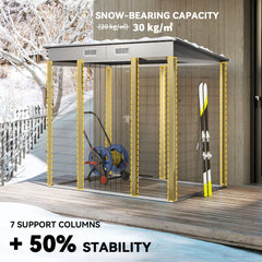 6 x 4FT Galvanized Garden Storage Shed, Metal Outdoor Shed with Double Doors and 2 Vents, Grey