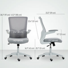 Ergonomic Office Chair, Swivel Desk Chair with Adjustable Lumbar Support, Headrest and Height, Flip-up Armrests, Beige
