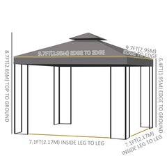 10' x 10' Patio Gazebo Outdoor, Canopy Shelter with Double-tier Roof, Pavilion Sidewalls for Garden Events, Brown