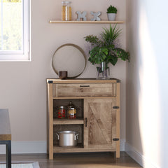 Rustic Barn Door Storage Cabinet Modern Farmhouse Buffet Sideboard for Kitchen & Dining Room Dark Oak