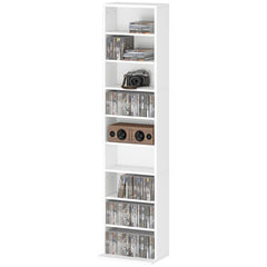 Media Storage Cabinet, 9-Tier Tall Narrow DVD Shelf with 6 Adjustable Shelves, Black