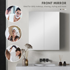 Wall Mount Medicine Cabinet with Mirror, Bathroom Mirror Cabinet Storage Organizer with Adjustable Shelf, Double Door Cupboard, Soft Closing, 23.5" x 29.5", Light Lilac