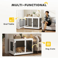 Pet Crate End Table with Water-resistant Cushion or Large Medium Dogs, Black