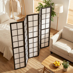 3 Panel Room Divider, 5.6 ft Folding Wall Divider Room Partition for Home Office, Bedroom, Black