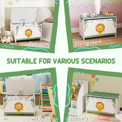 Toy Chest, Kids Storage Chest with Lid, Safety Hinges and Groove Handles for Boys, Girls, Green