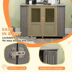 Dog Crate Furniture with Lockable Magnetic Door, Adjustable feet for Extra Large, Medium & Small Dogs, Indoor Use, Grey