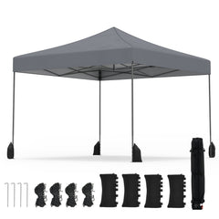 9.5 x 9.5 Feet Pop up Canopy Tent with Adjustable Heights-Gray