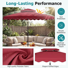 9 Feet Patio Umbrella with Push Button Tilt and Crank-Wine