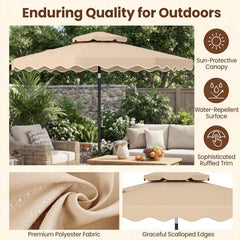 9 Feet Patio Umbrella with Push Button Tilt and Crank-Beige