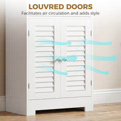 Freestanding Bathroom Cabinet with Glass/Louvred Doors, Tall Bathroom Cabinet for Kitchen, Study, Living Room
