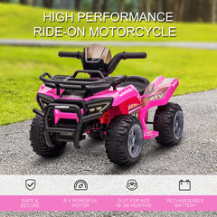 Kids Ride-on ATV Quad Bike Four Wheeler Car with Music, 6V Battery Powered Motorcycle for 18-36 Months, Black