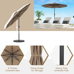 9 ft Outdoor Market Patio Table Umbrella Push Button Tilt Crank Lift-Tan