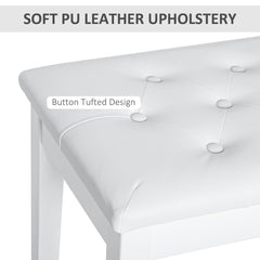 30" Piano Bench with Padded Cushion and Storage, Faux Leather Keyboard Bench with Solid Wood Legs, Black