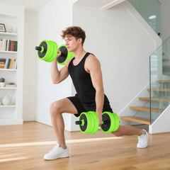 44lbs 4-in-1 Adjustable Weight Dumbbell Set, Barbell, Kettlebell, Push Up Stand, Green