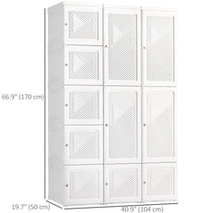 Portable Wardrobe Closet, Folding Bedroom Wardrobe, Clothes Storage Organizer with 8 Cube Compartments, White