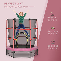 55" Kids Trampoline with Enclosure Net for Indoor/Outdoor, Trampoline for Boys and Girls Age 3-6 Years, Red