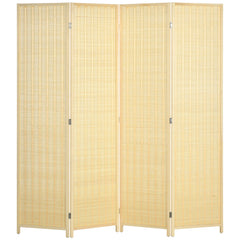 Woven Bamboo Room Divider, 4 Panel Folding Indoor Privacy Screens for Home Office, 71"x71"x0.6", Natural