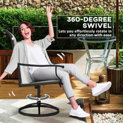 Outdoor Swivel Dining Chairs Set of 2, High Back Swivel Chairs with All Weather Mesh for Deck, Backyard, Poolside, White