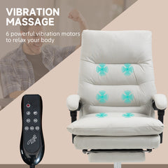 Executive Office Chair with 6-Point Massage, Microfibre Reclining Computer Chair with Footrest, Black