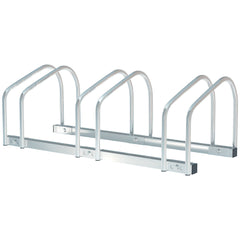 3-Bike Bicycle Floor Parking Rack Cycling Storage Stand Ground Mount Garage Organizer for Indoor and Outdoor Use Black