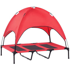 Elevated Dog Bed with Canopy, Portable Raised Dog Cot for XL Sized Dogs, Indoor & Outdoor, 48" x 36" x 43", Coffee