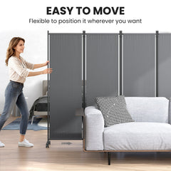 Folding Room Divider, Privacy Screen for Home Office Bedroom, 5.6FT Tall, Dark Grey