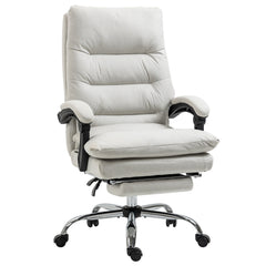 Executive Office Chair with 6-Point Massage, Microfibre Reclining Computer Chair with Footrest, Black