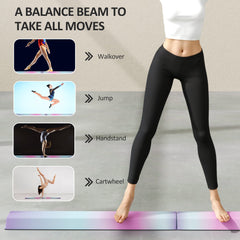 7ft Folding Balance Beam, Gymnastics Equipment with Anti-Slip Bottom for Kids Home Training, Multicolour