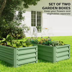 Galvanized Raised Garden Beds, Outdoor Planter Box, Set of 2, for Flowers, Herbs and Vegetables, Black
