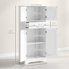 50.5" Kitchen Storage Cabinet, Modern Kitchen Pantry Cabinet with 4 Doors, Drawer, Adjustable Shelf, Black